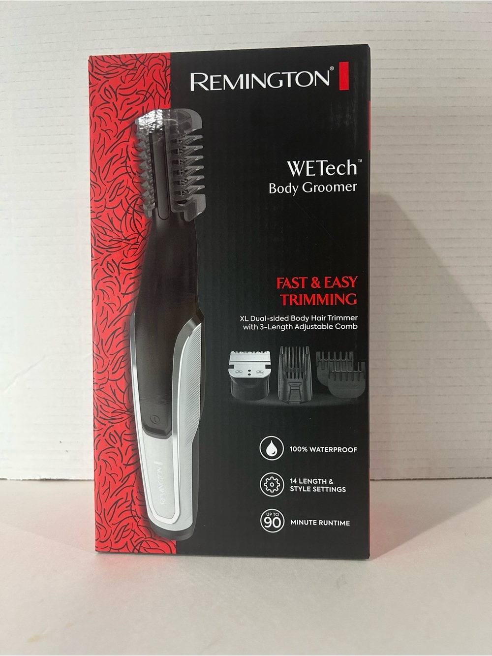 Remington WETech Body Grooming Kit, XL Dual-Sided Trimmer, 3 Combs
